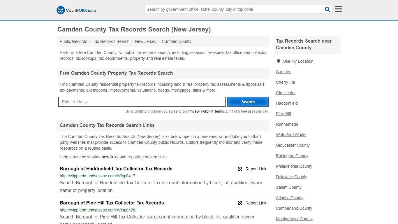Tax Records Search - Camden County, NJ (Business, Employment, Property ...